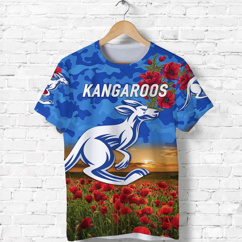 (Custom Personalised) North Melbourne Kangaroos ANZAC T shirt Poppy Vibes - Vibe Hoodie Shop