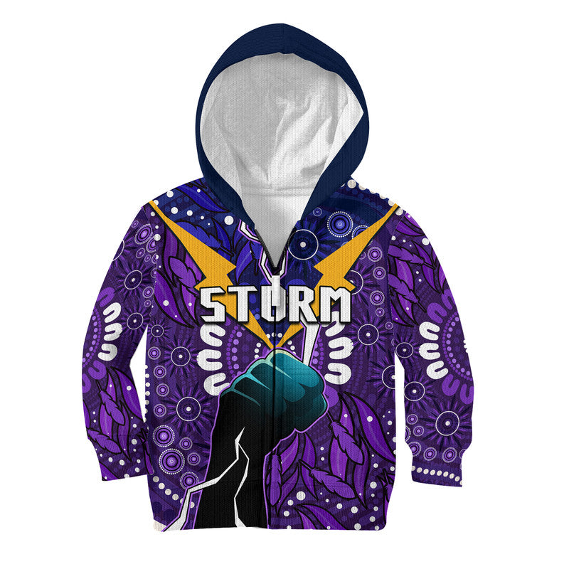 (Custom Personalised) Storm Rugby Kid Hoodie Indigenous With Thunder Go Storm - Vibe Hoodie Shop