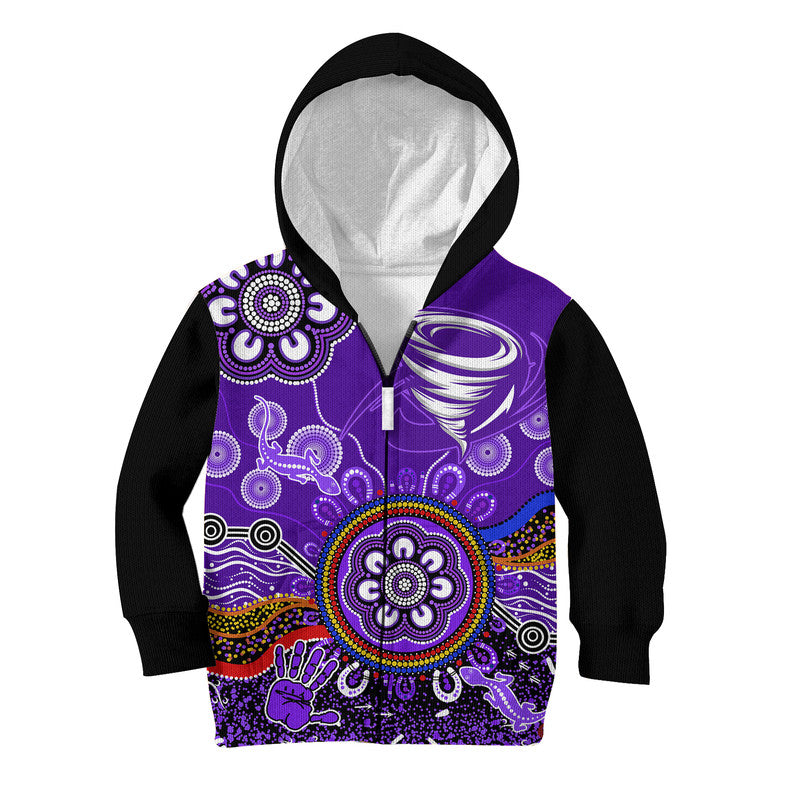 (Custom Personalised) Hobart Hurricanes Kid Hoodie Cricket Indigenous Aboriginal Lizard Version - Vibe Hoodie Shop