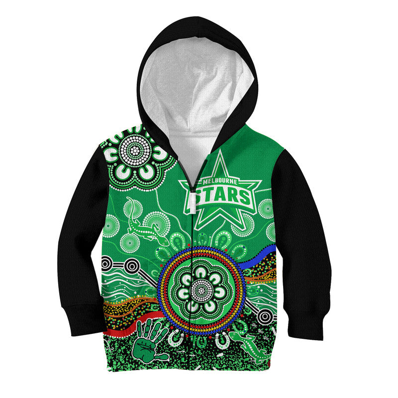 (Custom Personalised) Melbourne Stars Kid Hoodie Cricket Indigenous Aboriginal Lizard Version - Vibe Hoodie Shop