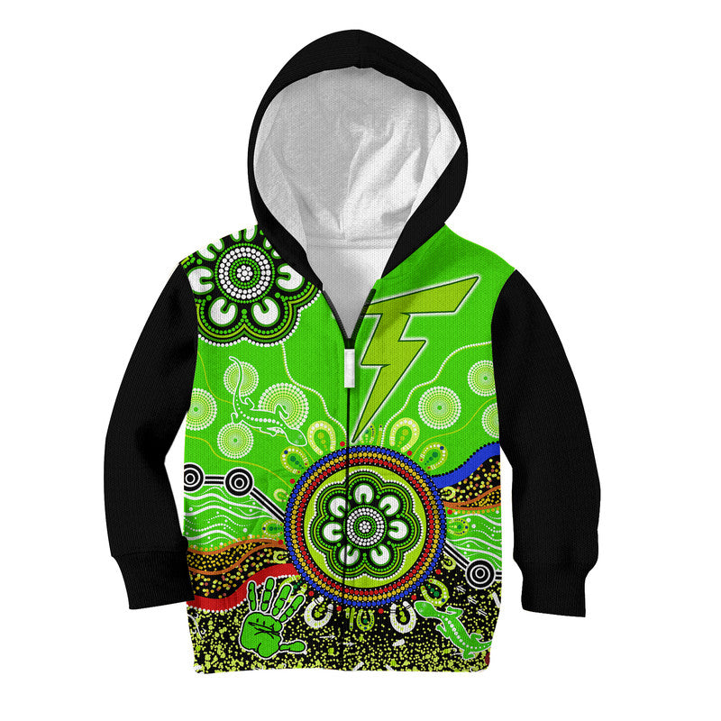 (Custom Personalised) Sydney Thunder Kid Hoodie Cricket Indigenous Aboriginal Lizard Version - Vibe Hoodie Shop