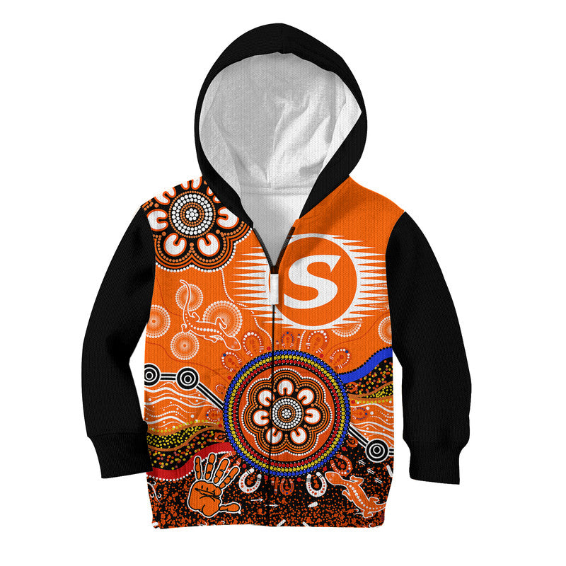 (Custom Personalised) Perth Scorchers Kid Hoodie Cricket Indigenous Aboriginal Lizard Version - Vibe Hoodie Shop