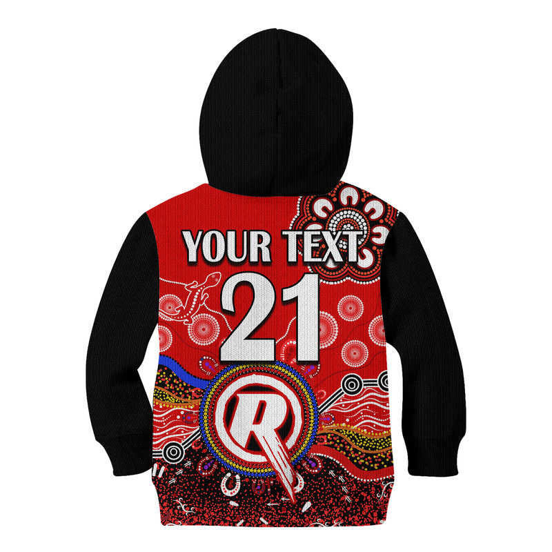 (Custom Personalised) Melbourne Renegades Kid Hoodie Cricket Indigenous Aboriginal Lizard Version - Vibe Hoodie Shop