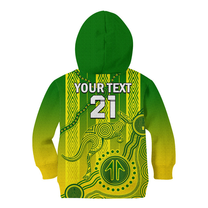 (Custom Personalised) Australia Soccer Kid Hoodie Go Aussie Socceroos With Kangaroo - Vibe Hoodie Shop