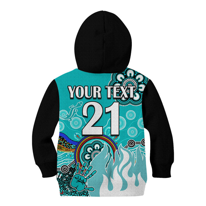 (Custom Personalised) Brisbane Heat Kid Hoodie Cricket Indigenous Aboriginal Lizard Version - Vibe Hoodie Shop