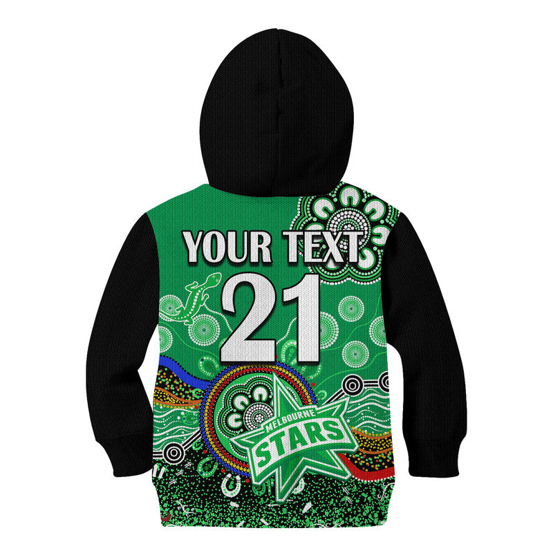 (Custom Personalised) Melbourne Stars Kid Hoodie Cricket Indigenous Aboriginal Lizard Version - Vibe Hoodie Shop