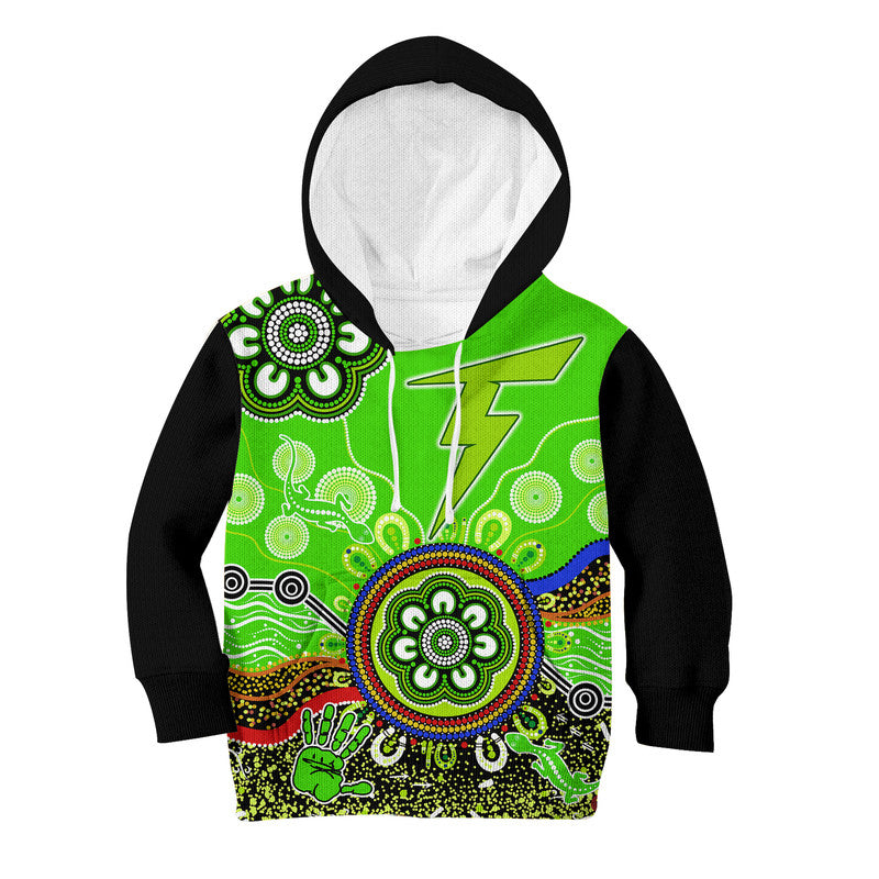 (Custom Personalised) Sydney Thunder Kid Hoodie Cricket Indigenous Aboriginal Lizard Version - Vibe Hoodie Shop