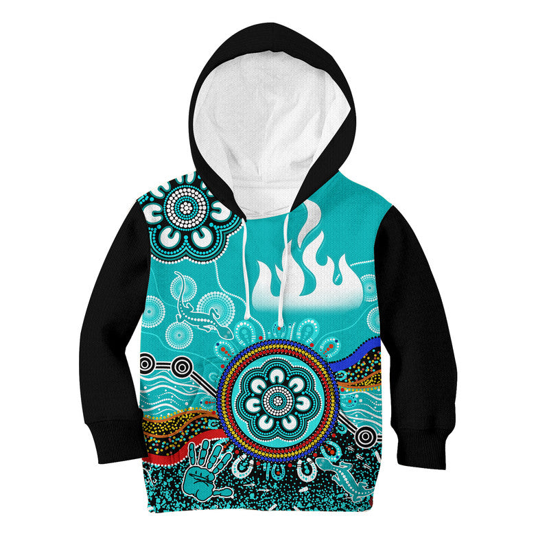 (Custom Personalised) Brisbane Heat Kid Hoodie Cricket Indigenous Aboriginal Lizard Version - Vibe Hoodie Shop