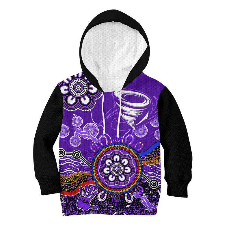 (Custom Personalised) Hobart Hurricanes Kid Hoodie Cricket Indigenous Aboriginal Lizard Version - Vibe Hoodie Shop