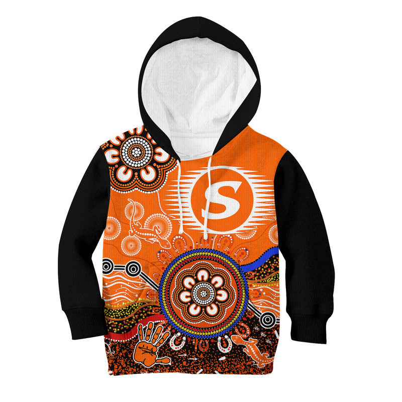 (Custom Personalised) Perth Scorchers Kid Hoodie Cricket Indigenous Aboriginal Lizard Version - Vibe Hoodie Shop