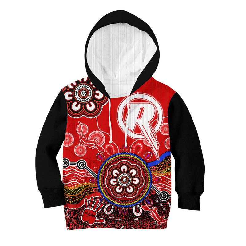 (Custom Personalised) Melbourne Renegades Kid Hoodie Cricket Indigenous Aboriginal Lizard Version - Vibe Hoodie Shop