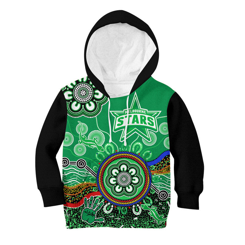 (Custom Personalised) Melbourne Stars Kid Hoodie Cricket Indigenous Aboriginal Lizard Version - Vibe Hoodie Shop