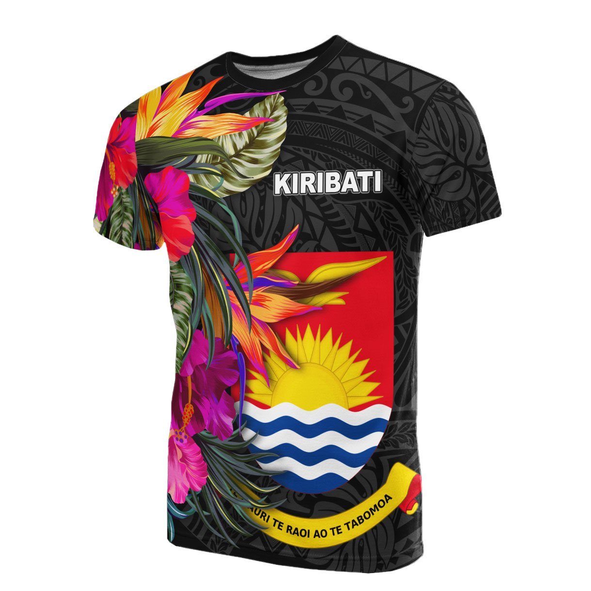 Vibe Hoodie Kiribati T shirt - Polynesian Hibiscus Pattern - Vibe Hoodie Shop