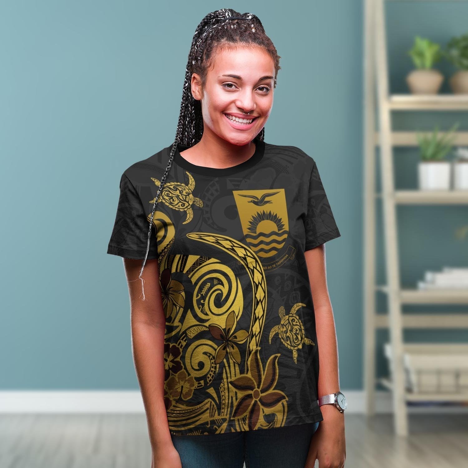 Kiribati Custom Personalised T shirt - Folk Style - Vibe Hoodie Shop