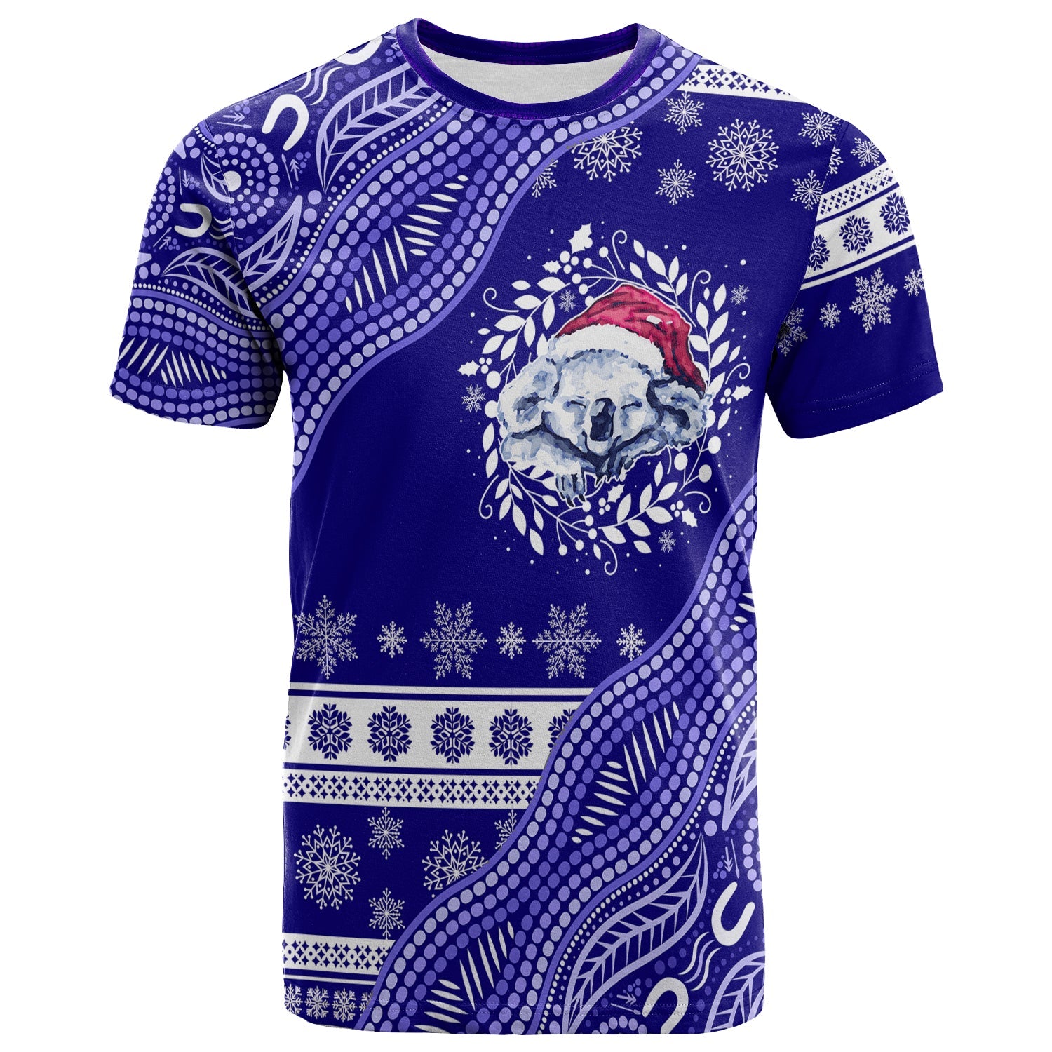 Australian Koala Aboriginal Art Mix Snow Pattern Christmas T shirt - Vibe Hoodie Shop