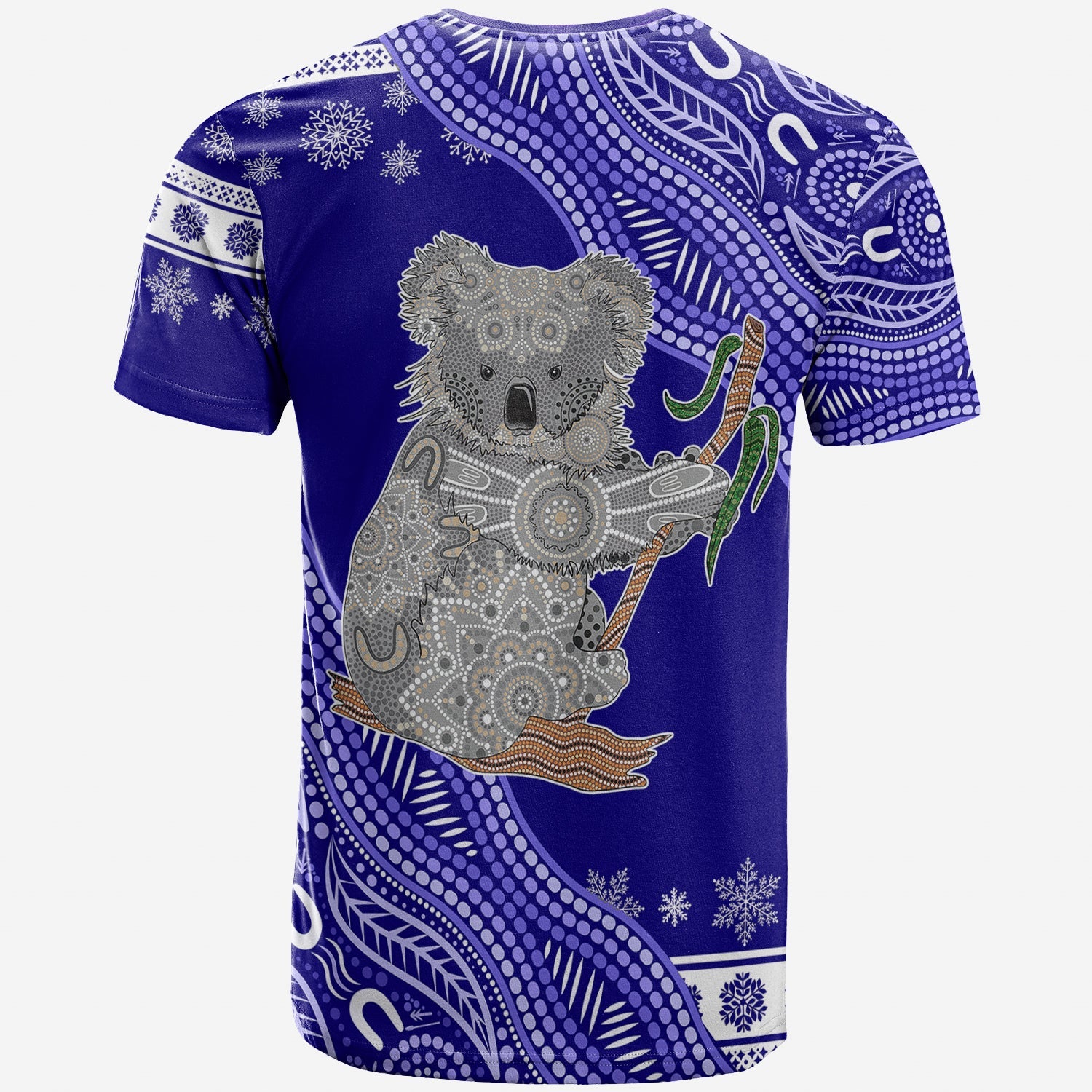 Australian Koala Aboriginal Art Mix Snow Pattern Christmas T shirt - Vibe Hoodie Shop