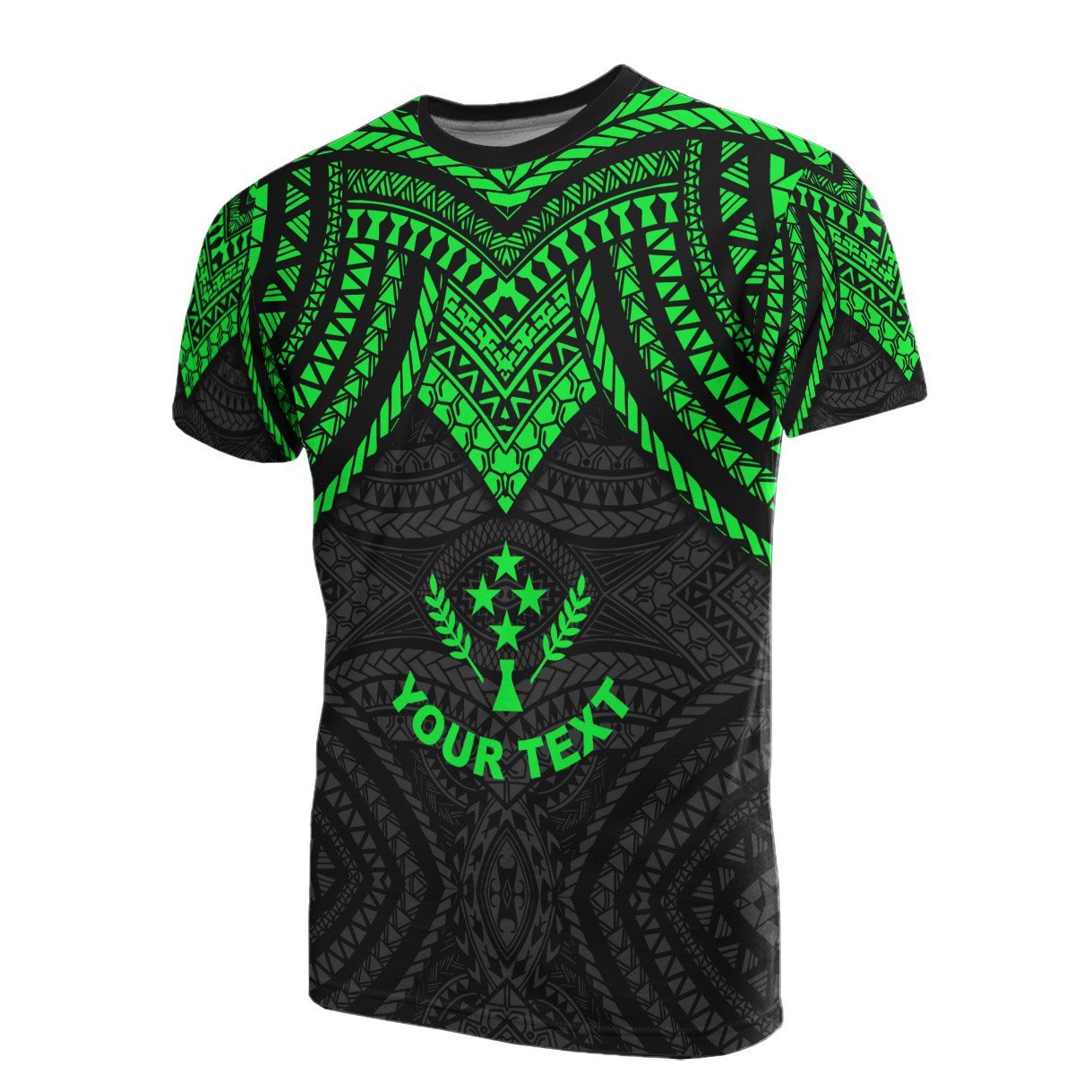 Vibe Hoodie Kosrae Custom Personalised T shirt - Micronesian Pattern Green Armor Style - Vibe Hoodie Shop