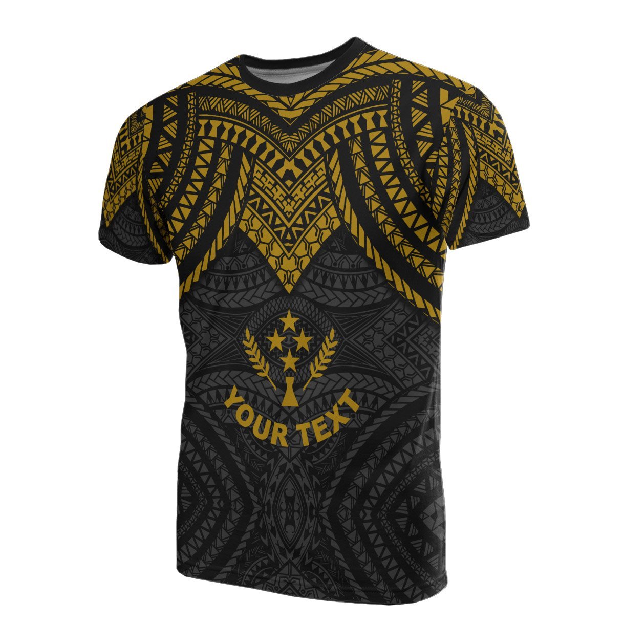 Vibe Hoodie Kosrae Custom Personalised T shirt - Micronesian Pattern Gold Armor Style - Vibe Hoodie Shop