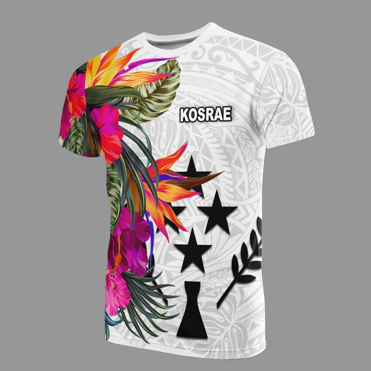 Vibe Hoodie Kosrae Micronesian T shirt - Hibiscus White Pattern - Vibe Hoodie Shop