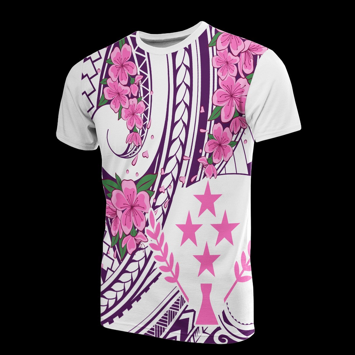 Vibe Hoodie Kosrae Micronesian T shirt - Flower Purple White - Vibe Hoodie Shop