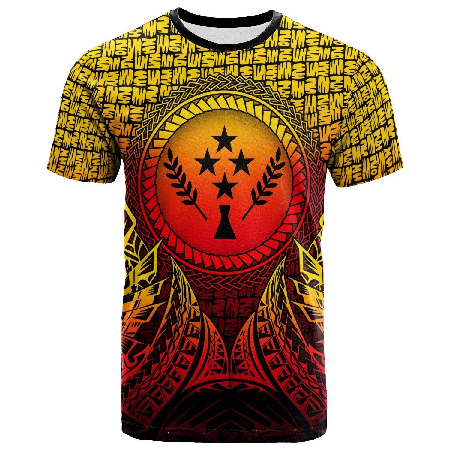 Kosrae Micronesian T shirt - Circle Pattern Yellow - Vibe Hoodie Shop