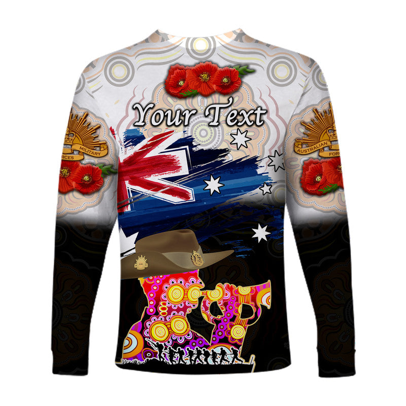 (Custom Personalised) Australia Aboriginal ANZAC Long Sleeve Shirt Remembrance Vibes - White - Vibe Hoodie Shop