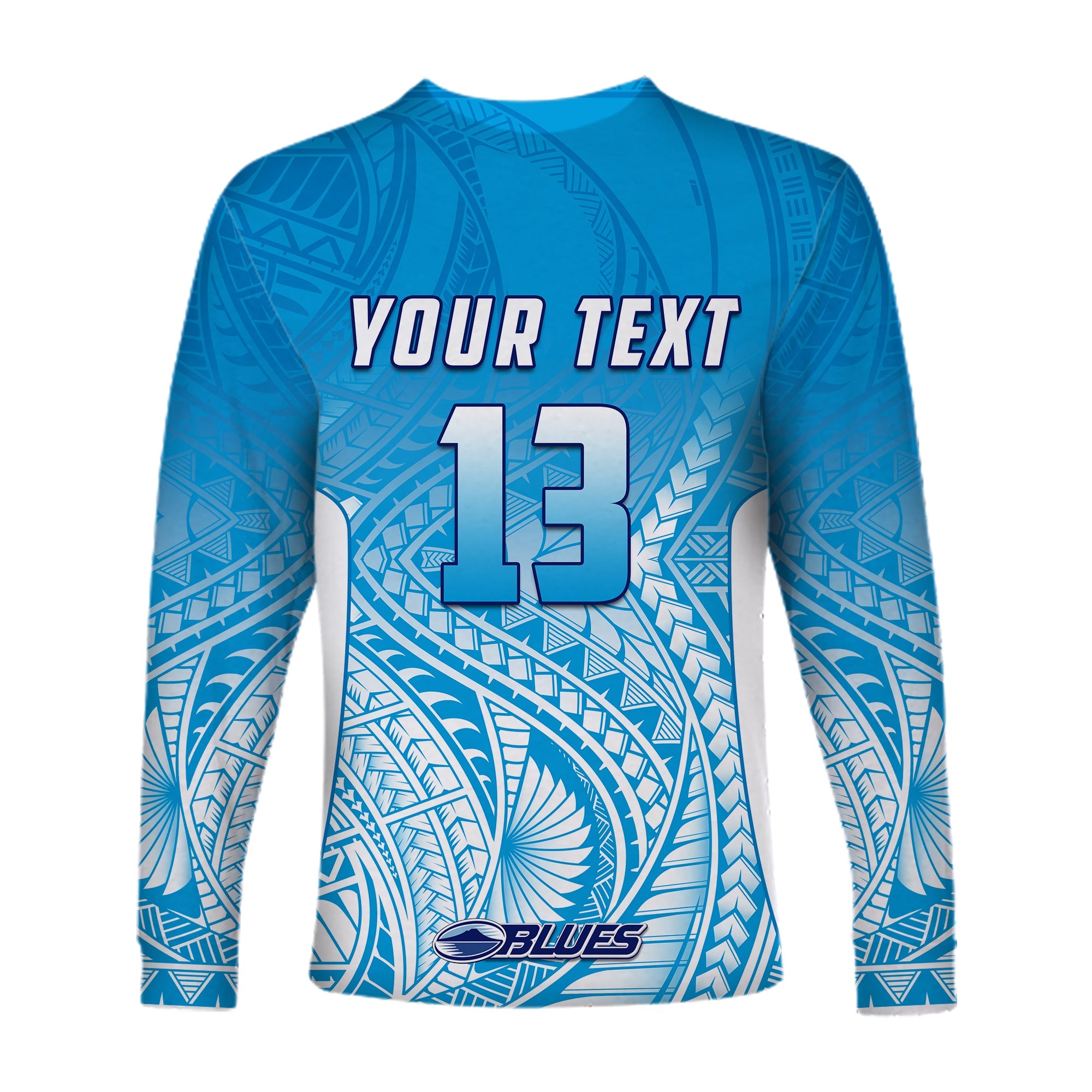 (Custom Text and Number) Blues Long Sleeve Shirt Super Rugby New Zealand - Vibe Hoodie Shop