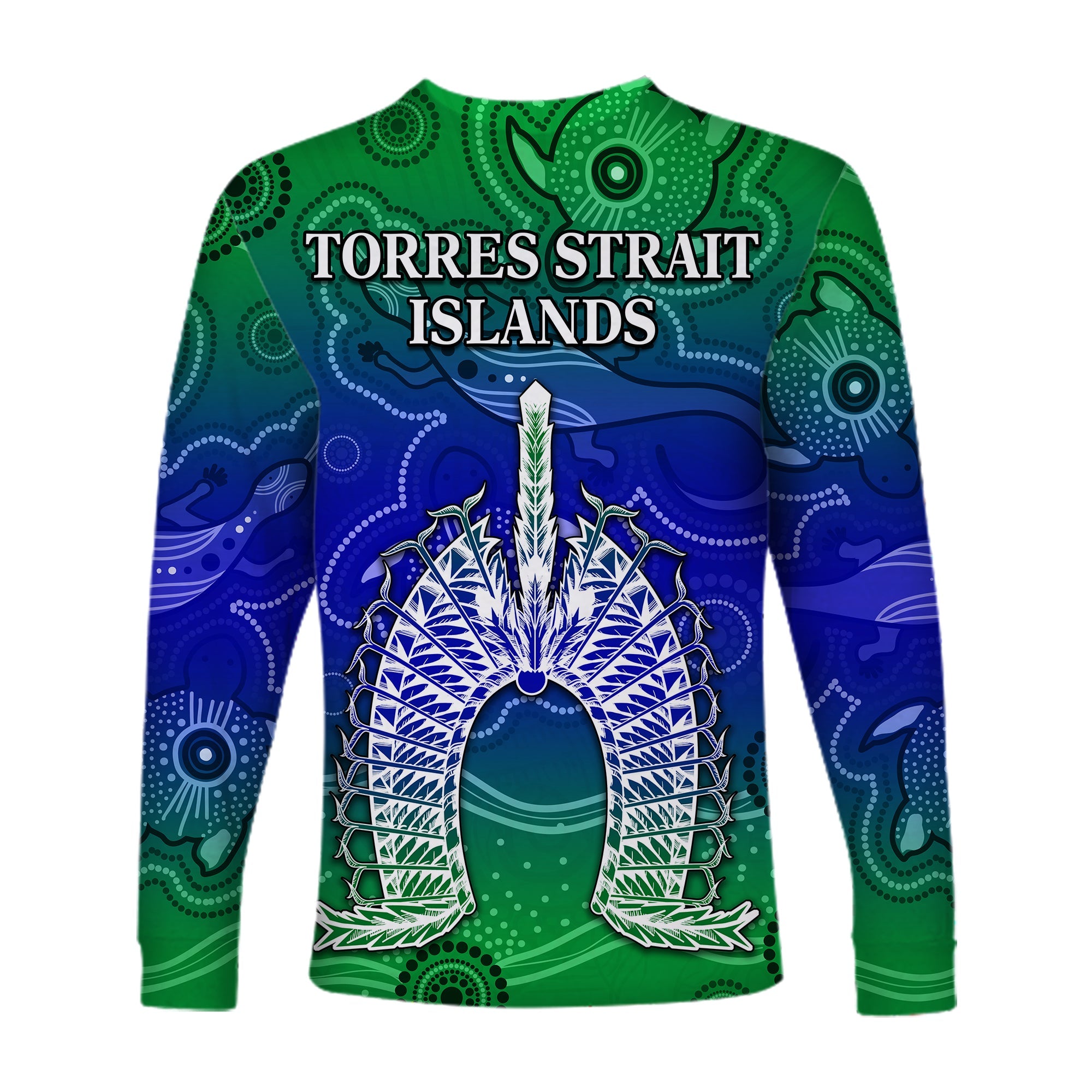 Torres Strait Islands Long Sleeve Shirt Aboriginal Art Lizard Symbol Peace - Vibe Hoodie Shop