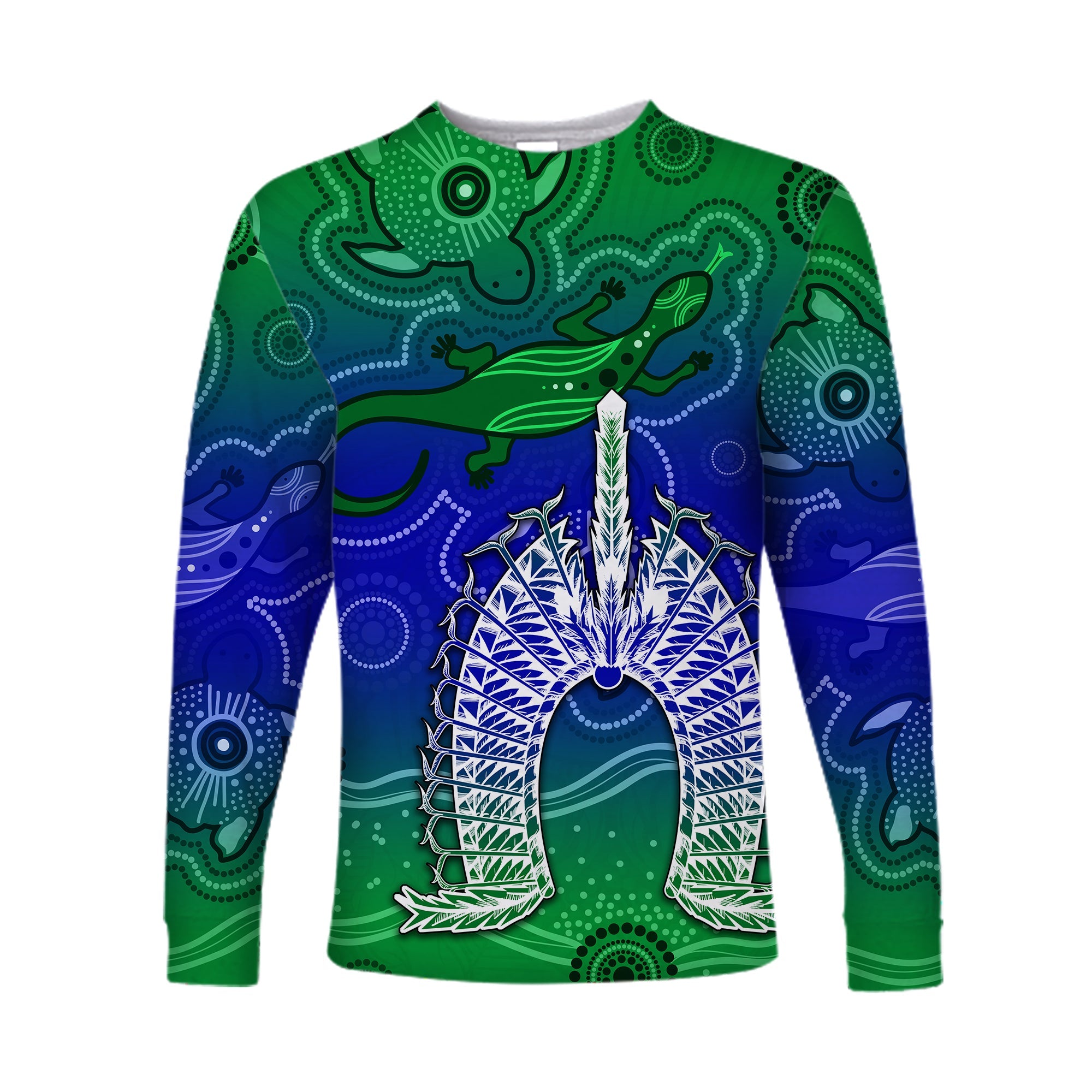 Torres Strait Islands Long Sleeve Shirt Aboriginal Art Lizard Symbol Peace - Vibe Hoodie Shop