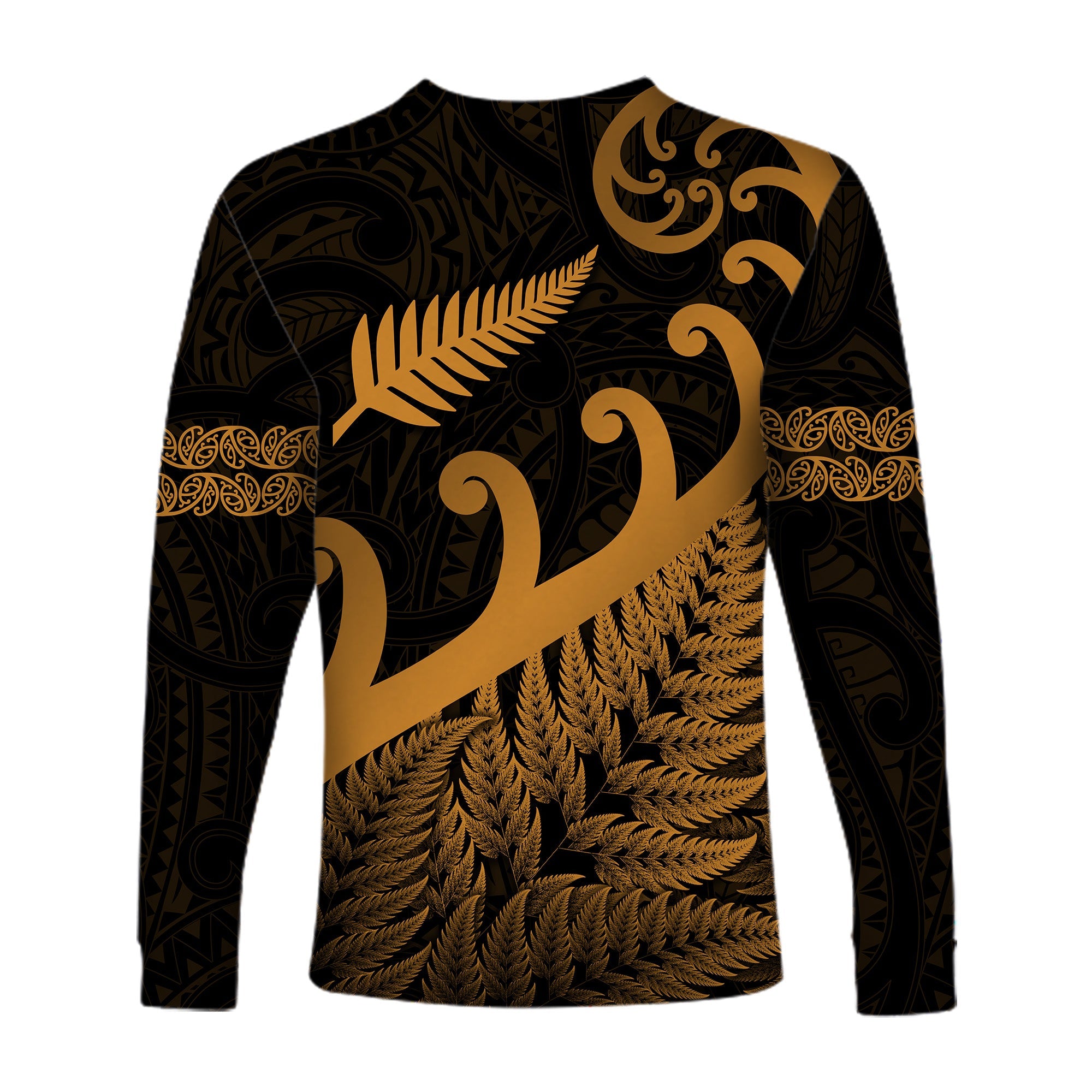 New Zealand Rugby Maori Long Sleeve Shirt Silver Fern Koru Vibes - Gold - Vibe Hoodie Shop