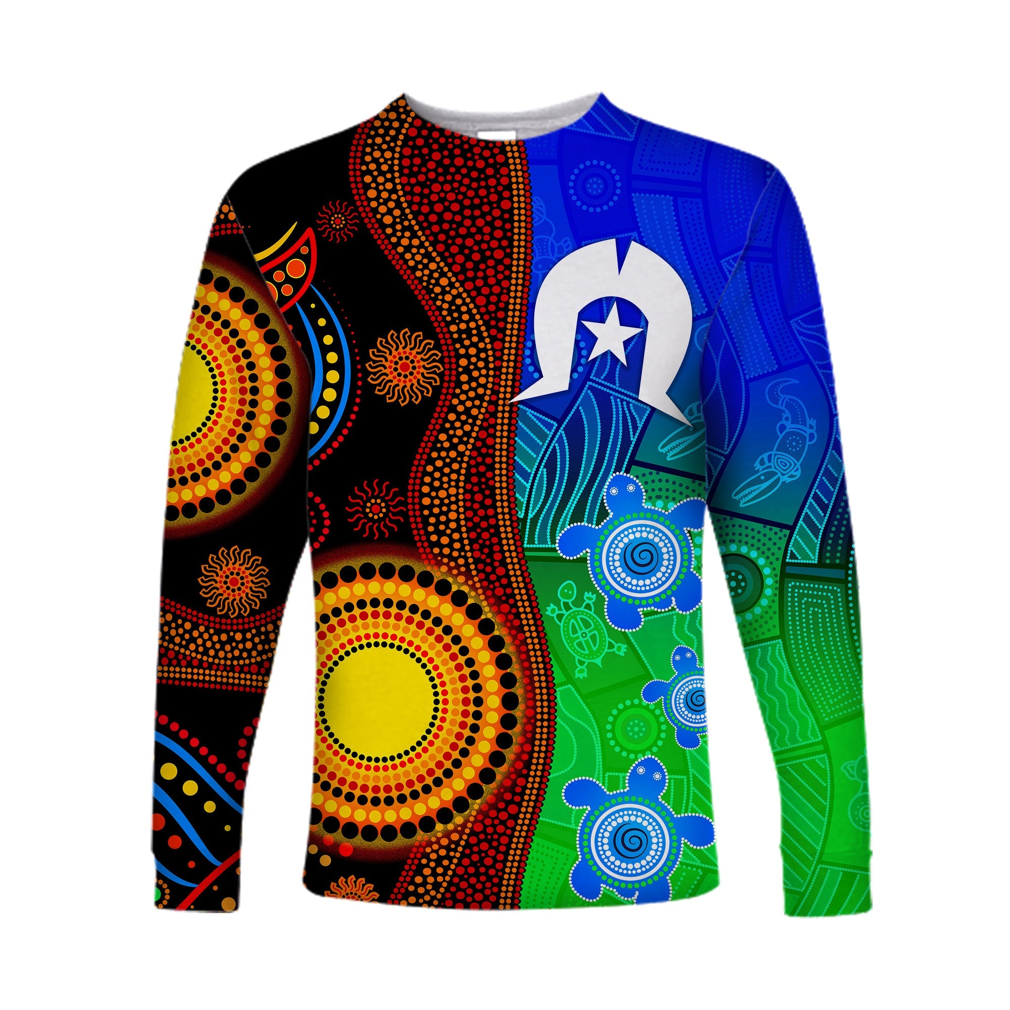 (Custom Personalised) Australia Indigenous Aboriginal And Torres Strait Islands Long Sleeve Shirt Flag Vibes - Vibe Hoodie Shop