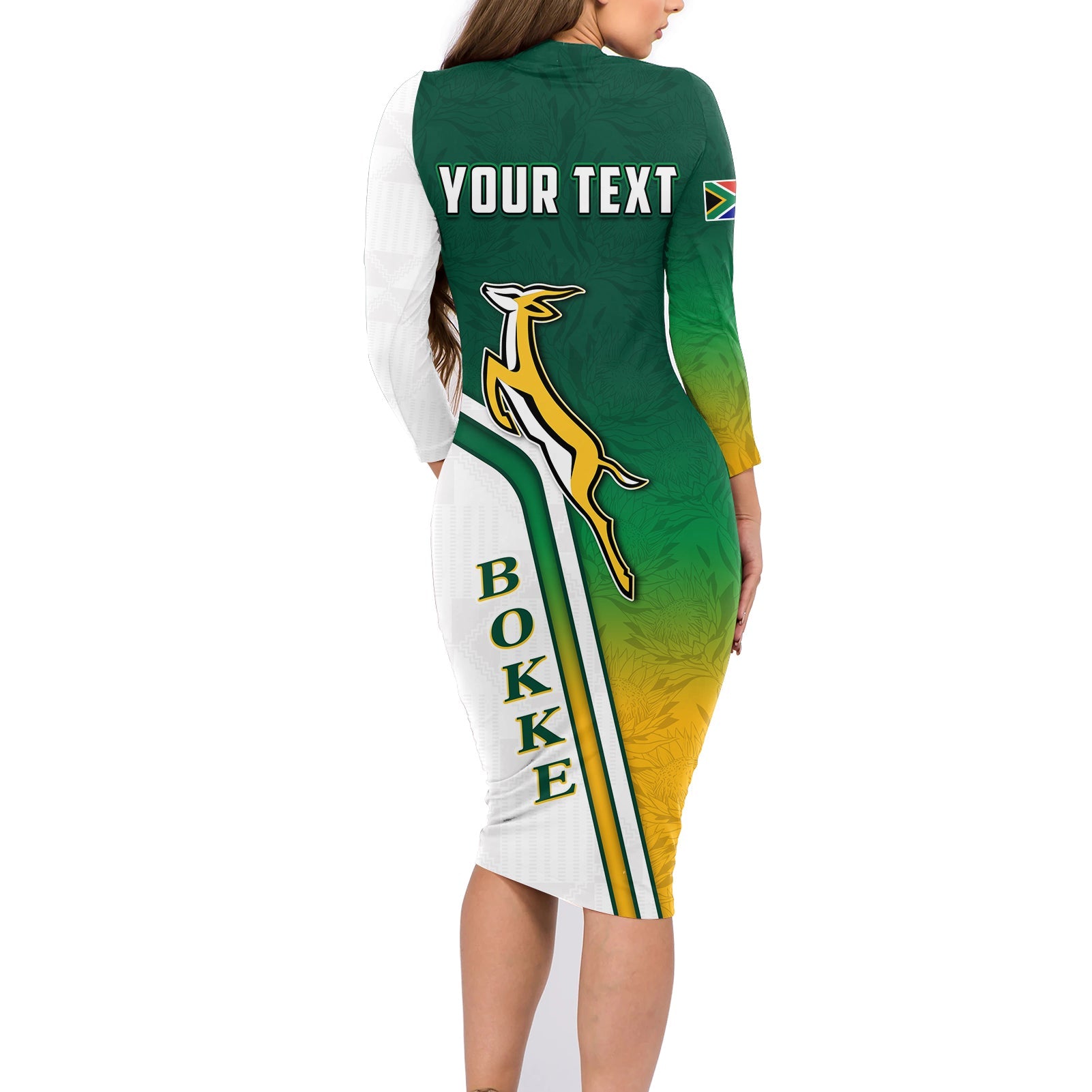 custom-personalised-south-africa-rugby-long-sleeves-dress-protea-flower-springboks-go-bokke