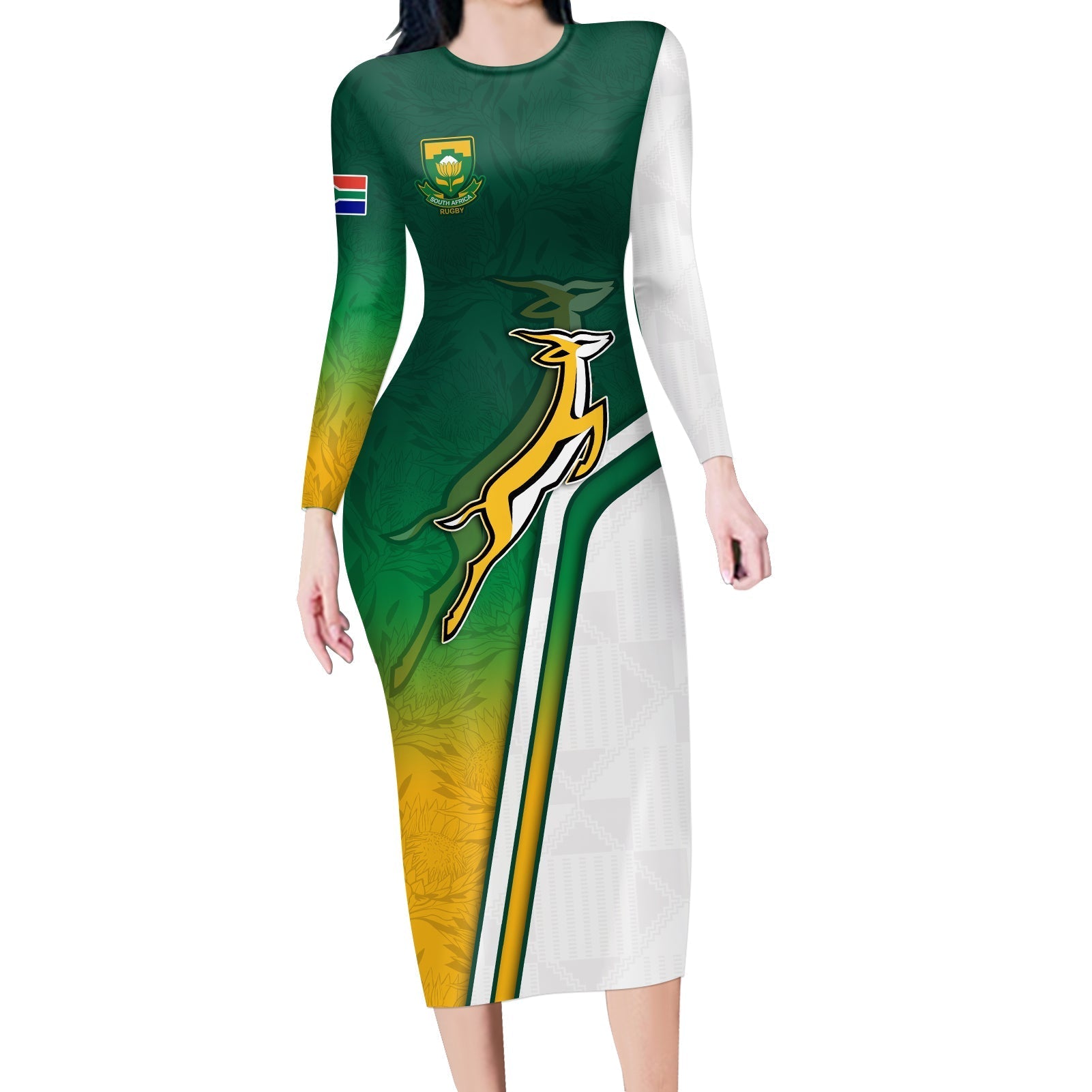 custom-personalised-south-africa-rugby-long-sleeves-dress-protea-flower-springboks-go-bokke-lt13