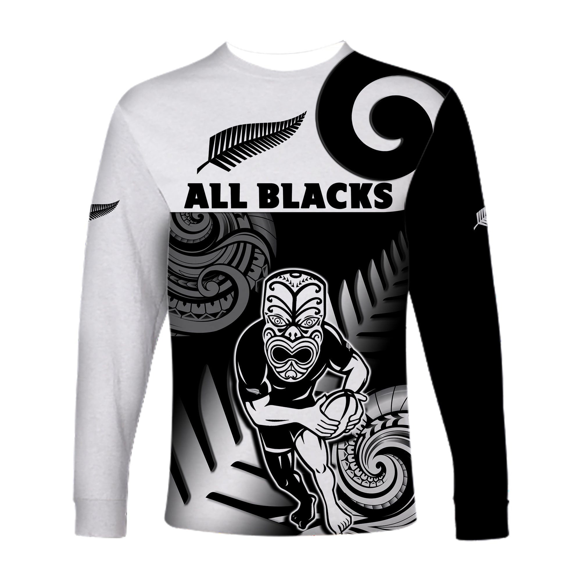 New Zealand Silver Fern Rugby Long Sleeve Shirt All Black Maori Koru - Vibe Hoodie Shop