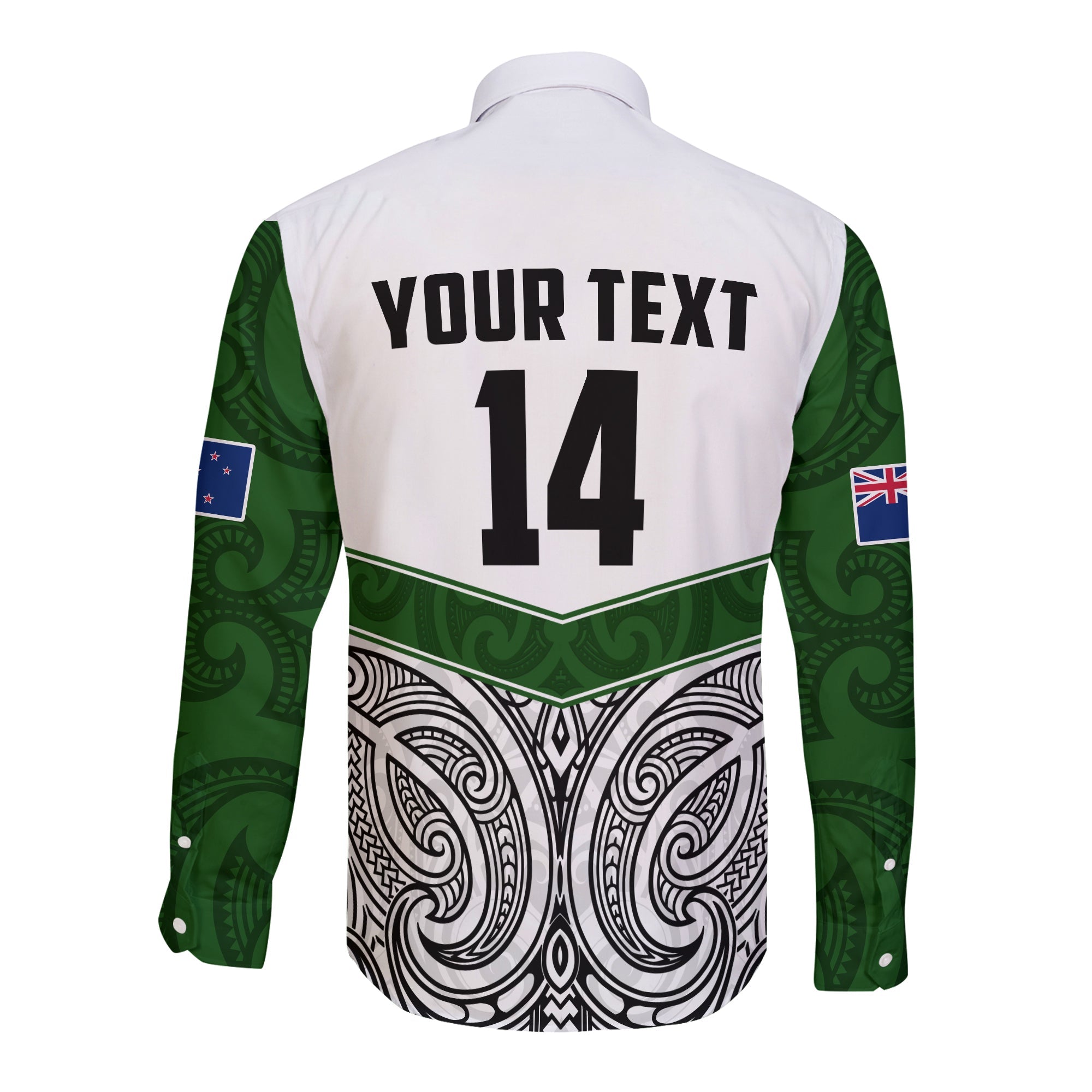 (Custom Text And Number) New Zealand Silver Fern Rugby Long Sleeve Button Shirt Maori Pacific - Vibe Hoodie Shop