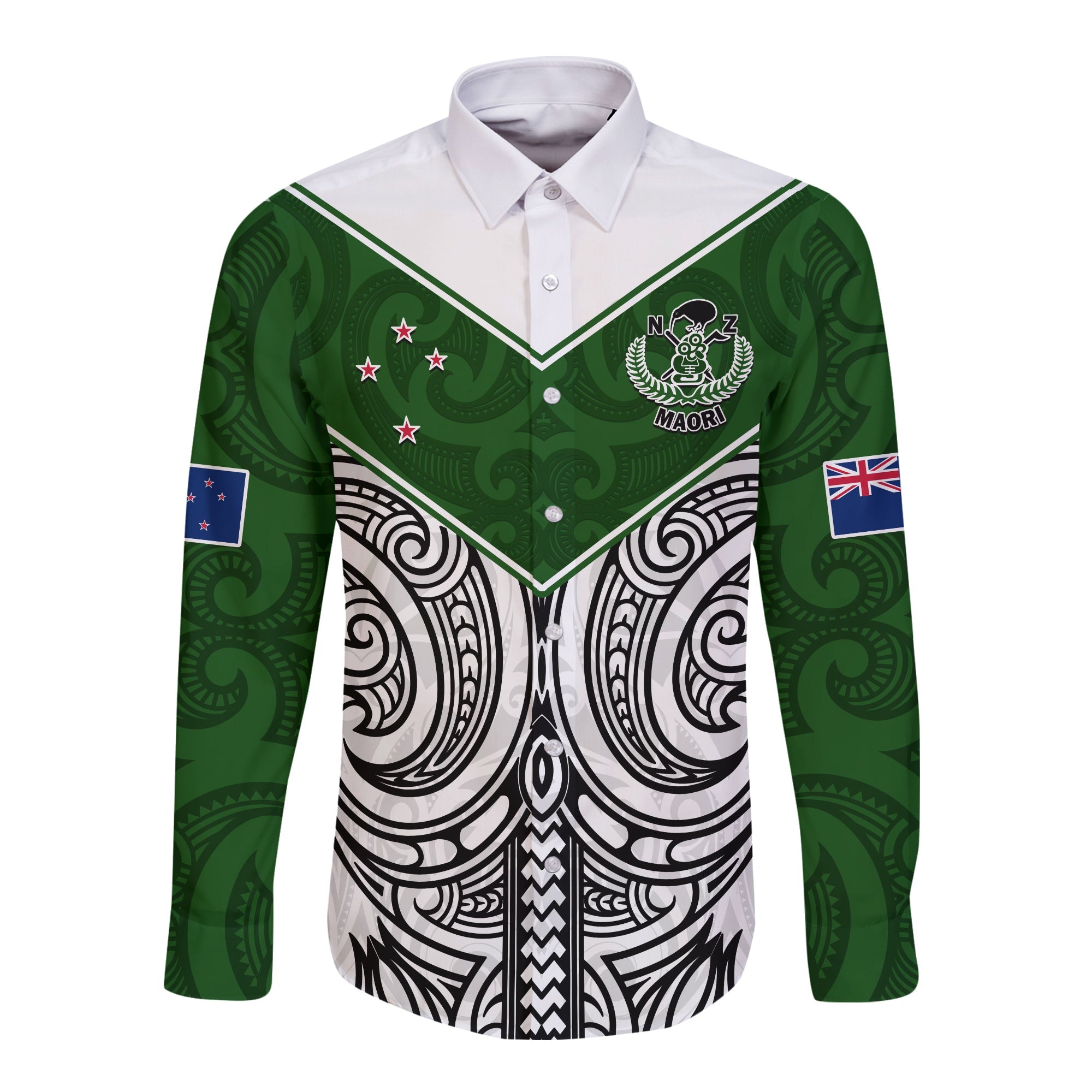 (Custom Text And Number) New Zealand Silver Fern Rugby Long Sleeve Button Shirt Maori Pacific - Vibe Hoodie Shop