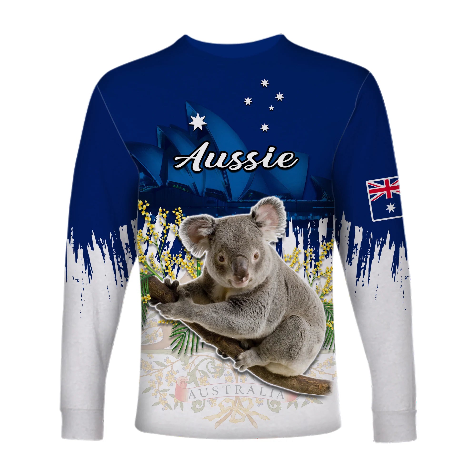 Australia Day Long Sleeve Shirt Koala Sydney Opera House Flag Color - Vibe Hoodie Shop