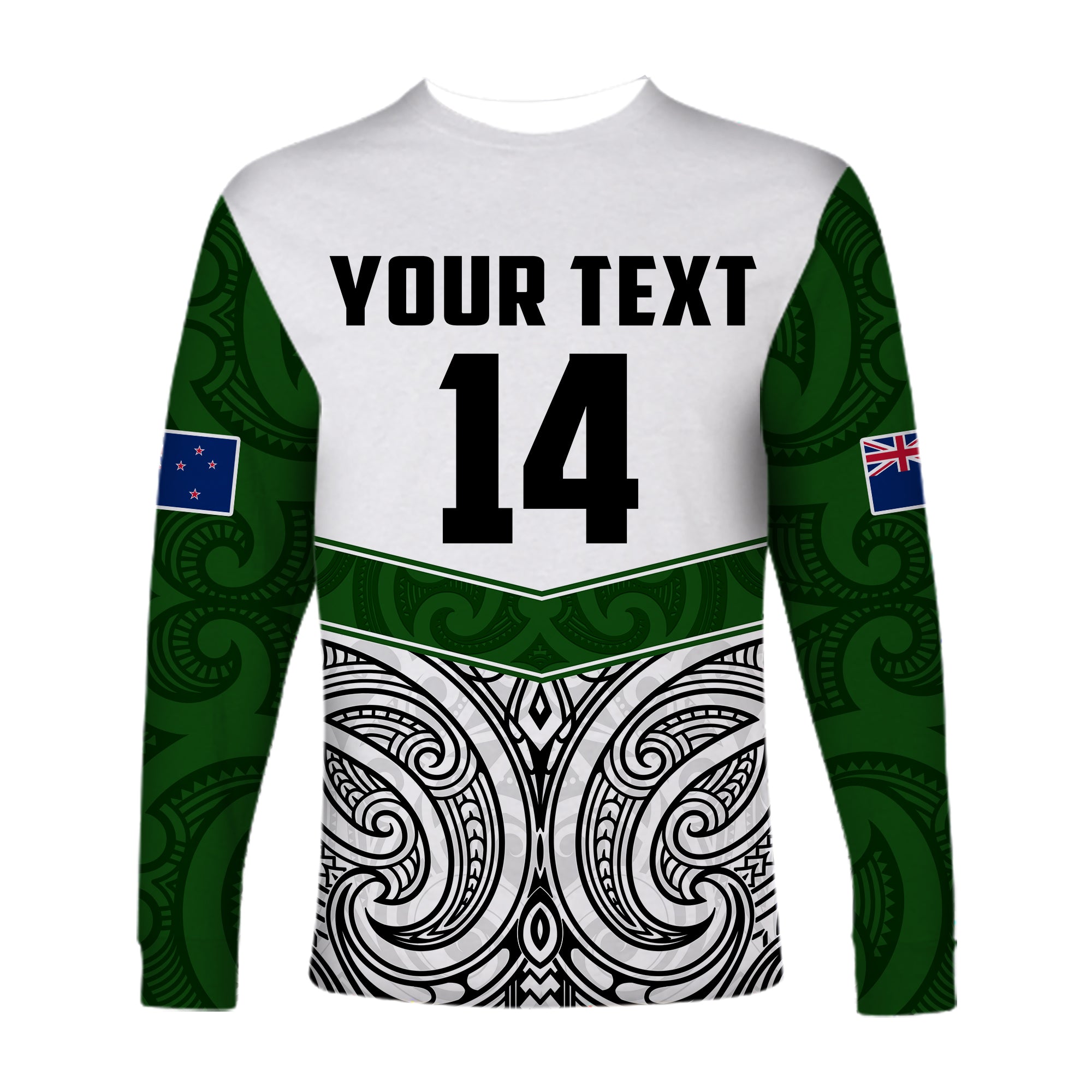 (Custom Text And Number) New Zealand Silver Fern Rugby Long Sleeve Shirt Maori Pacific - Vibe Hoodie Shop