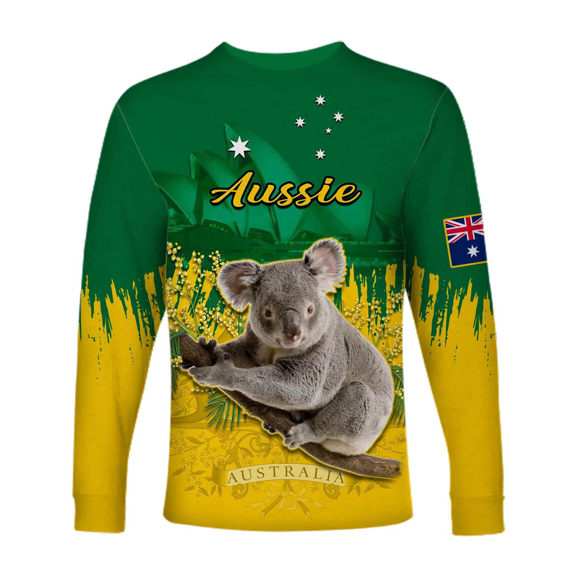 Australia Day Long Sleeve Shirt Koala Sydney Opera House National Color - Vibe Hoodie Shop