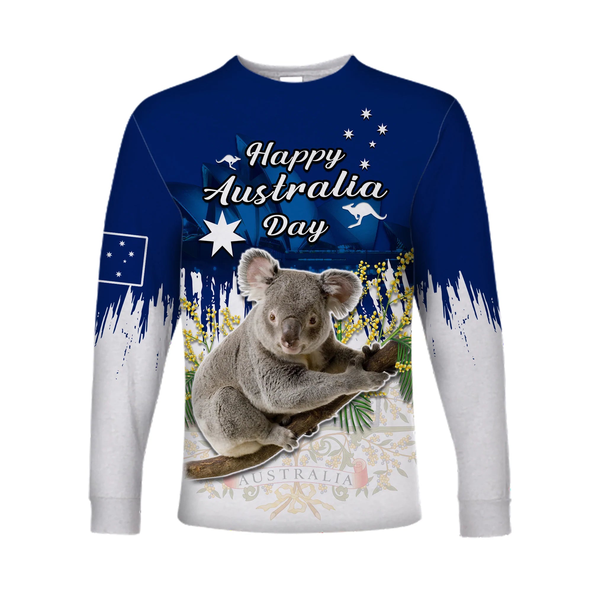 Australia Day Long Sleeve Shirt Koala Sydney Opera House Flag Color - Vibe Hoodie Shop