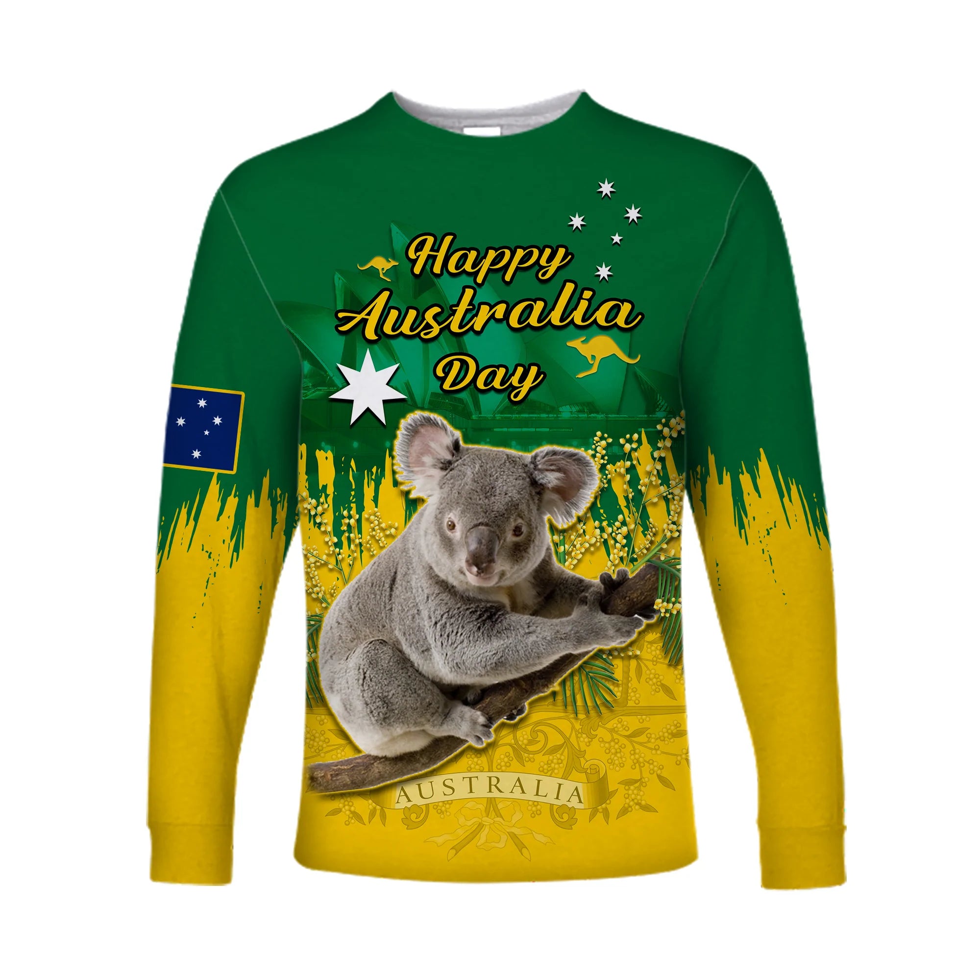 Australia Day Long Sleeve Shirt Koala Sydney Opera House National Color - Vibe Hoodie Shop