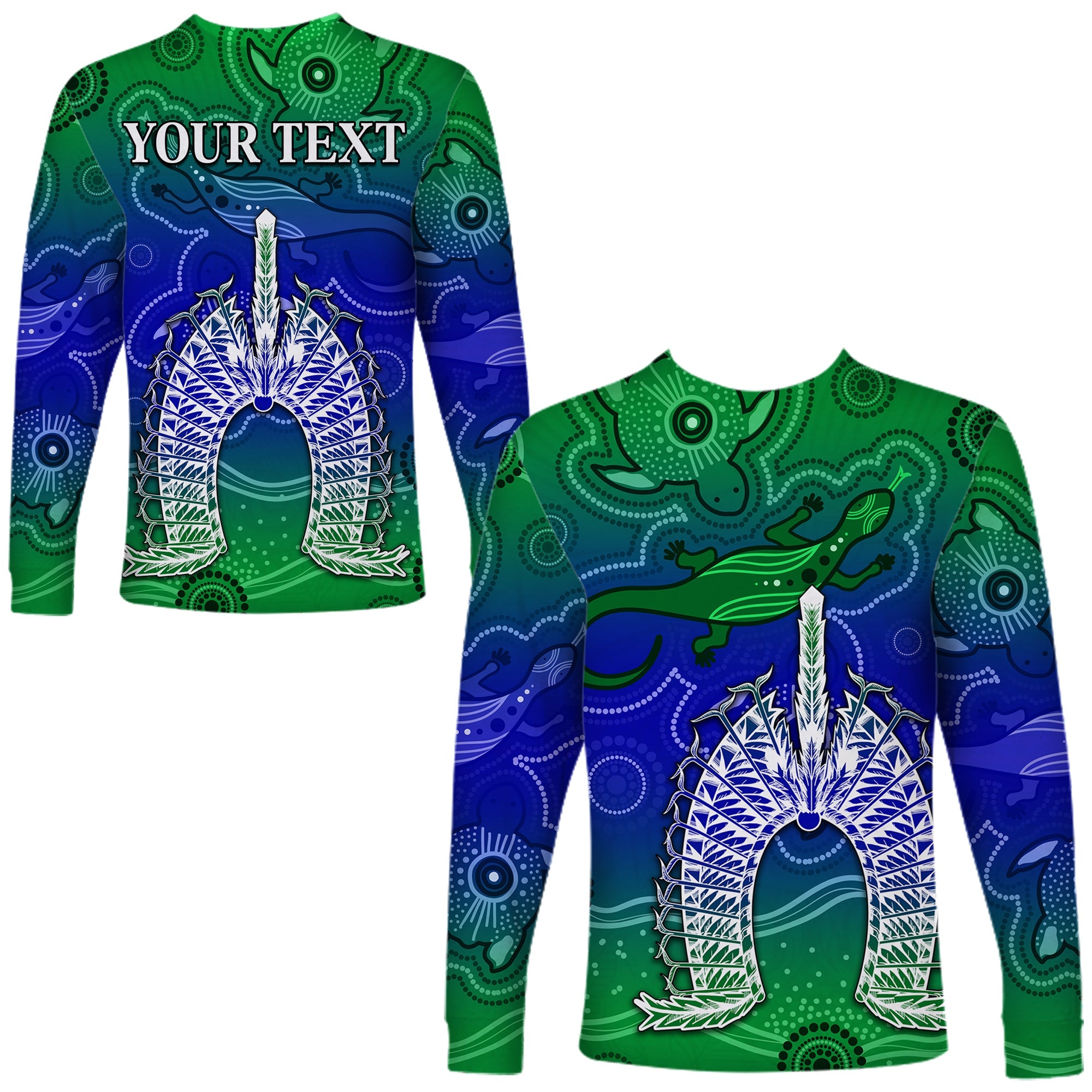 (Custom Personalised) Torres Strait Islands Long Sleeve Shirt Aboriginal Art Lizard Symbol Peace - Vibe Hoodie Shop