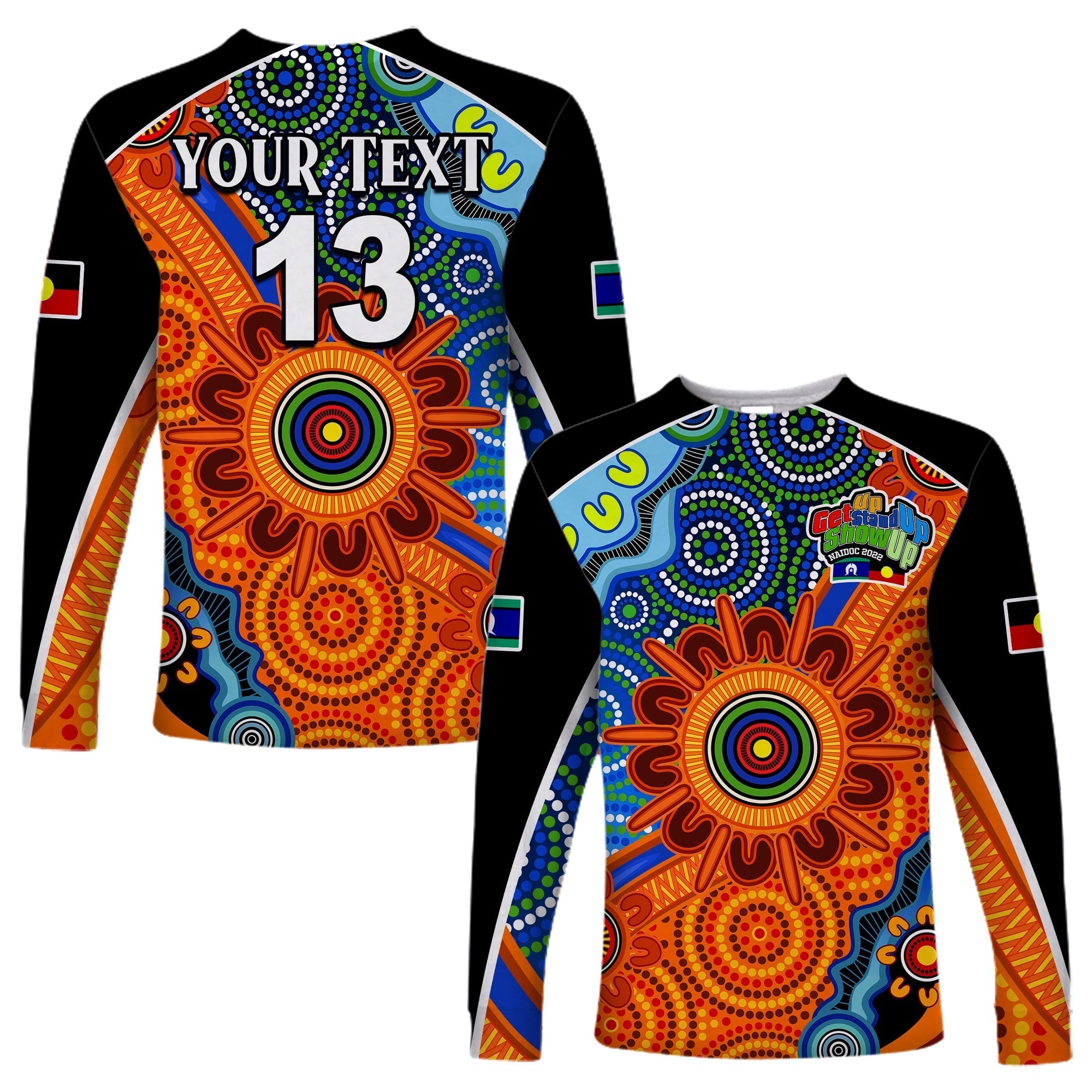 (Custom Text and Number) NAIDOC Week 2022 Long Sleeve Shirt Aboriginal and Torres Strait Islanders Together - Vibe Hoodie Shop