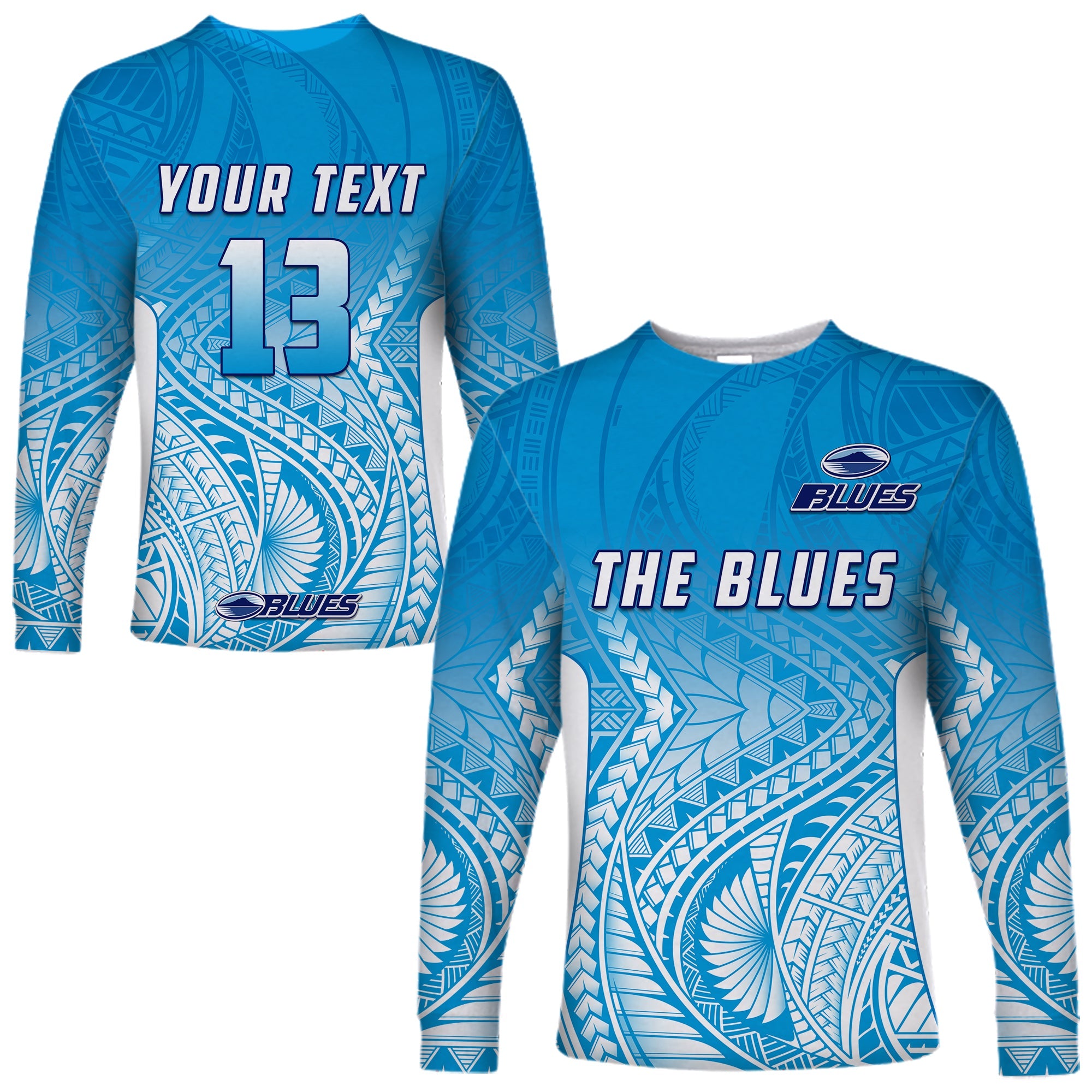 (Custom Text and Number) Blues Long Sleeve Shirt Super Rugby New Zealand - Vibe Hoodie Shop