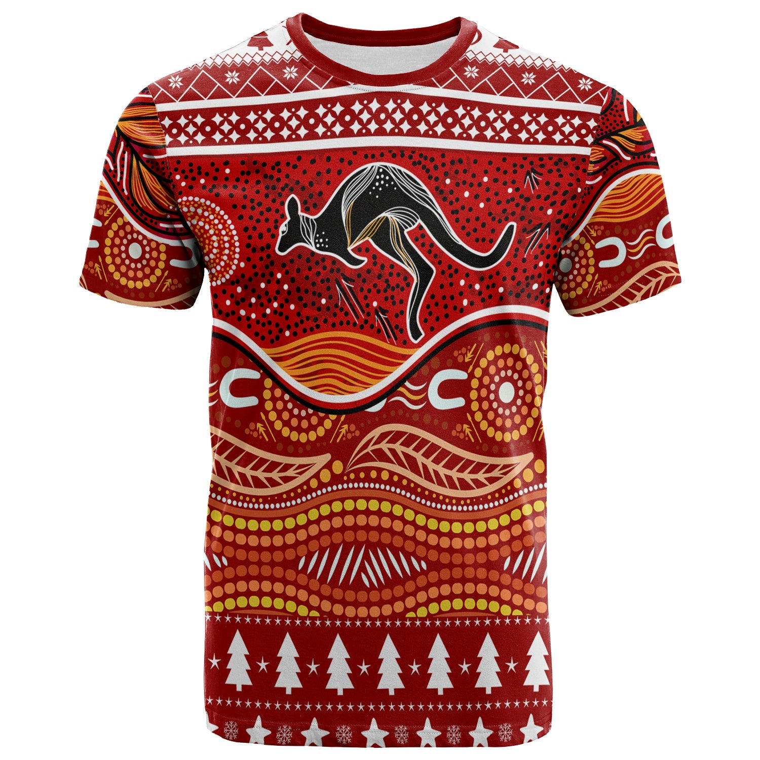 Kangaroo Aboriginal Art Indigenous Christmas T shirt - Vibe Hoodie Shop