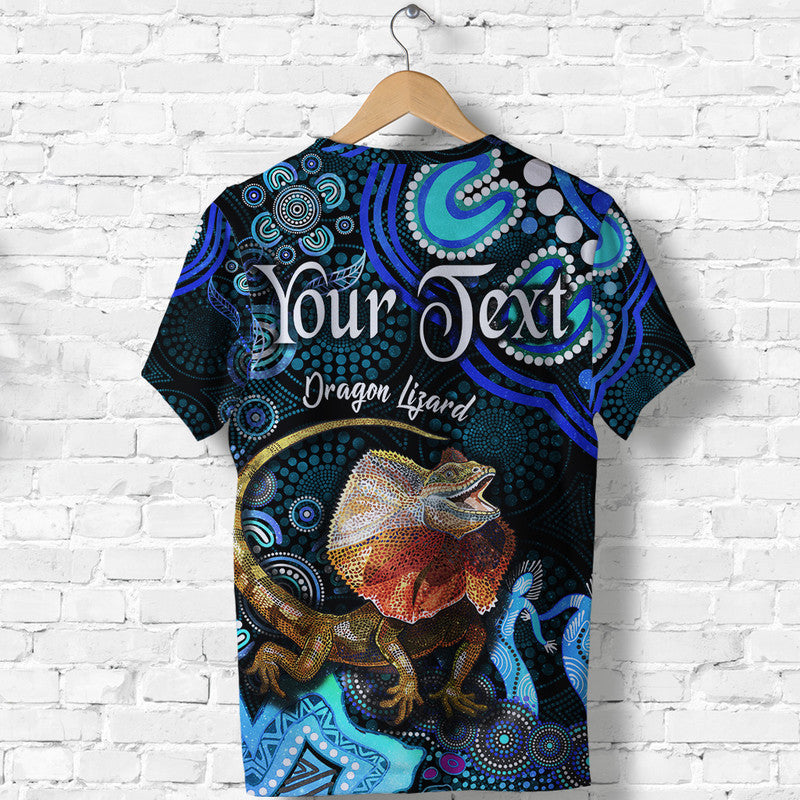 (Custom Personalised) Australian Astrology T Shirt Leo Dragon Lizard Zodiac Aboriginal Vibes - Blue - Vibe Hoodie Shop