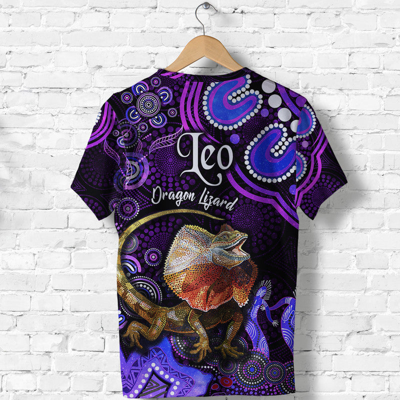 Australian Astrology T Shirt Leo Dragon Lizard Zodiac Aboriginal Vibes - Purple - Vibe Hoodie Shop