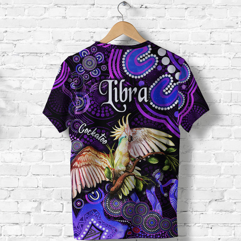 Australian Astrology T Shirt Libra Cockatoo Glider Zodiac Aboriginal Vibes - Purple - Vibe Hoodie Shop