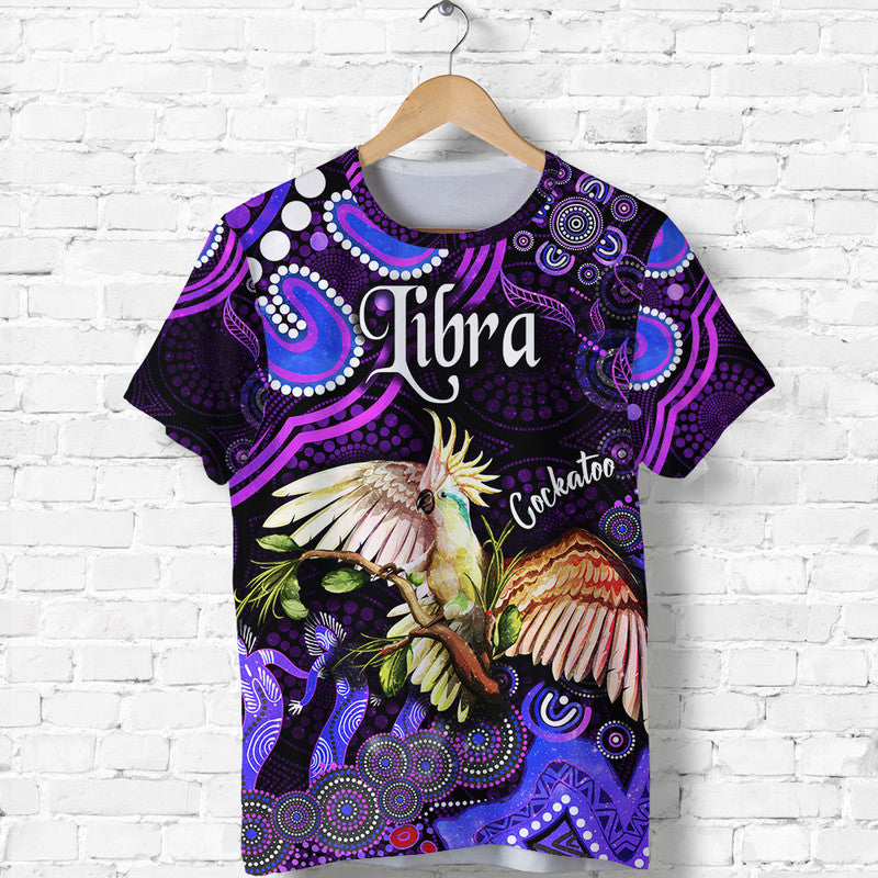 Australian Astrology T Shirt Libra Cockatoo Glider Zodiac Aboriginal Vibes - Purple - Vibe Hoodie Shop