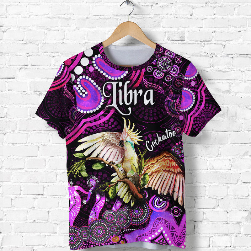 (Custom Personalised) Australian Astrology T Shirt Libra Cockatoo Glider Zodiac Aboriginal Vibes - Pink - Vibe Hoodie Shop